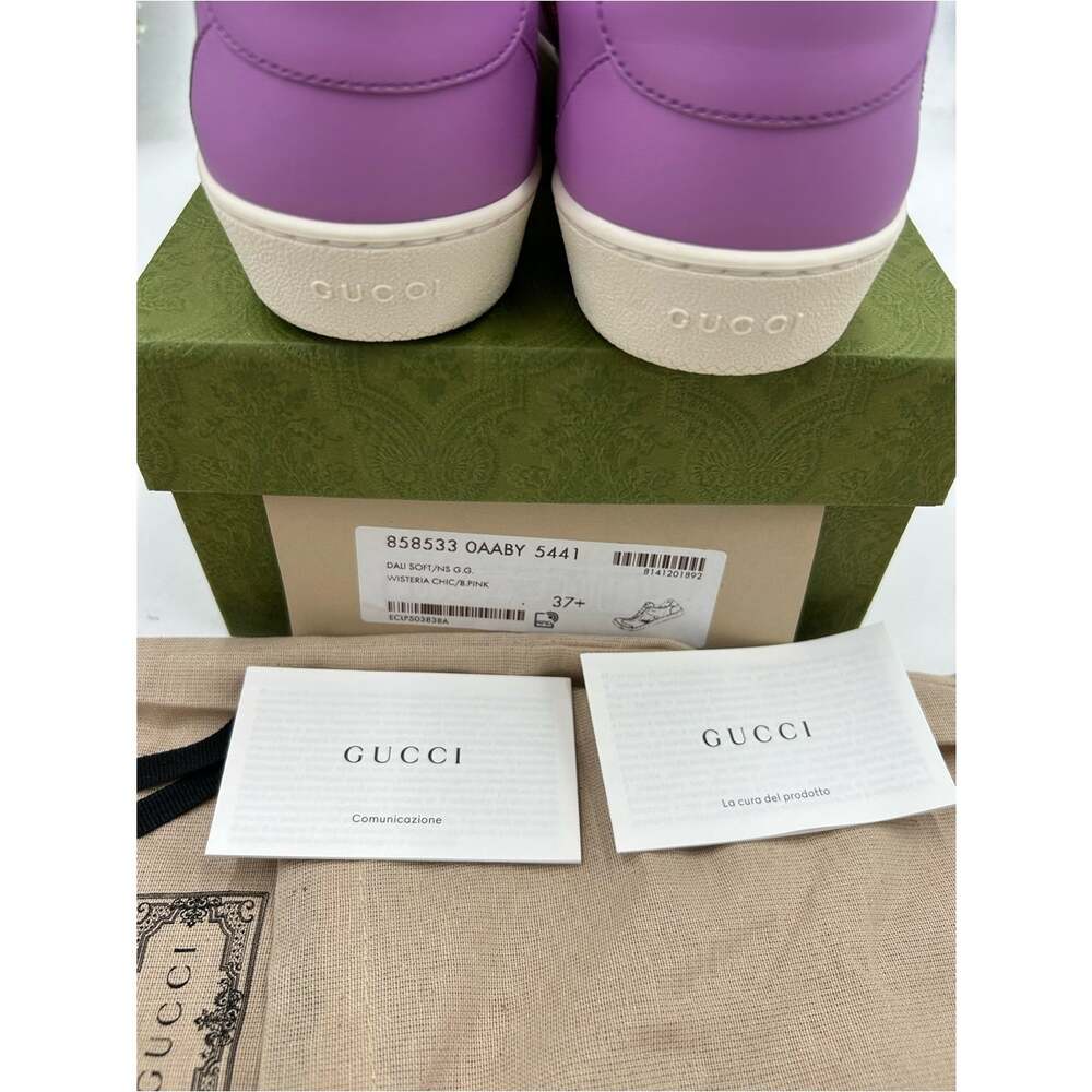 Women's Gucci G 74 Lavender Leather Sneakers with Red and Green Web Stripe 37.5 - Picture 8 of 11